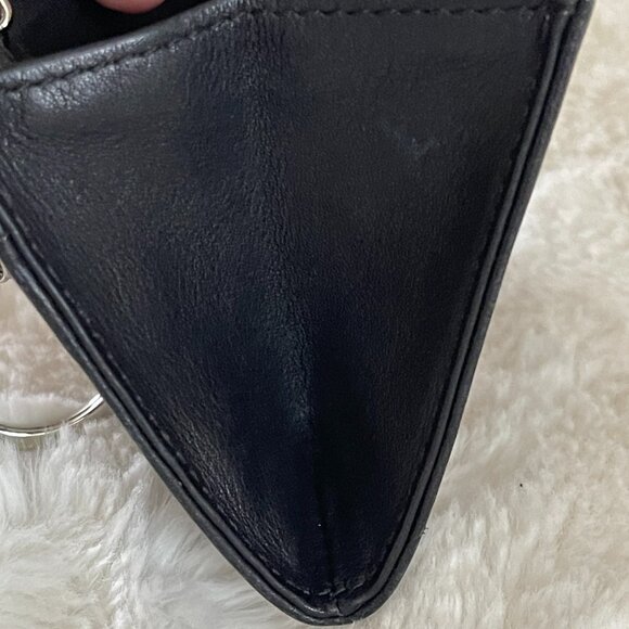 Coach Mini Skinny Case Key Ring Black Leather Zipper VTG Side Pocket - Picture 6 of 7